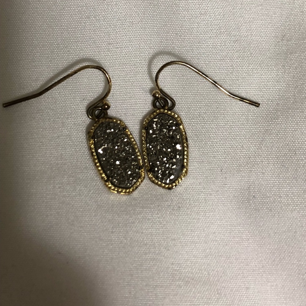 Lee Drop Earrings in Platinum Drusy